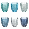 Set van 6 waterglazen 265ml in glas met arabeskdecor Syrah Ocean Aanbieding
