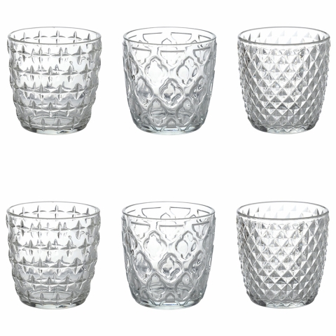 Set van 6 doorzichtige waterglazen van 325ml glas Diversity Aanbieding