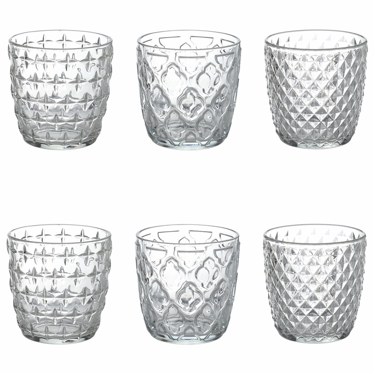 Set van 6 doorzichtige waterglazen van 325ml glas Diversity Aanbieding