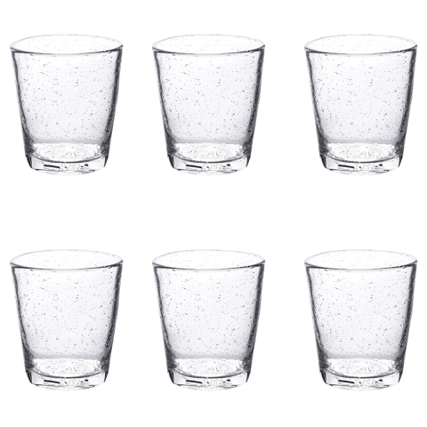 Set van 6 transparante glazen water van 300ml geblazen glas Cancun Aanbieding