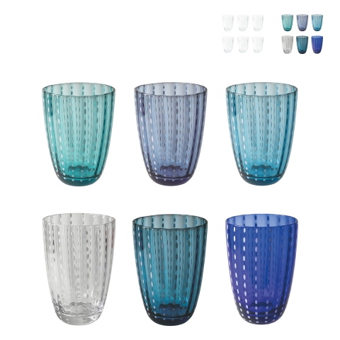 Set van 6 waterglazen met witte stippen 300ml Kalahari Aanbieding