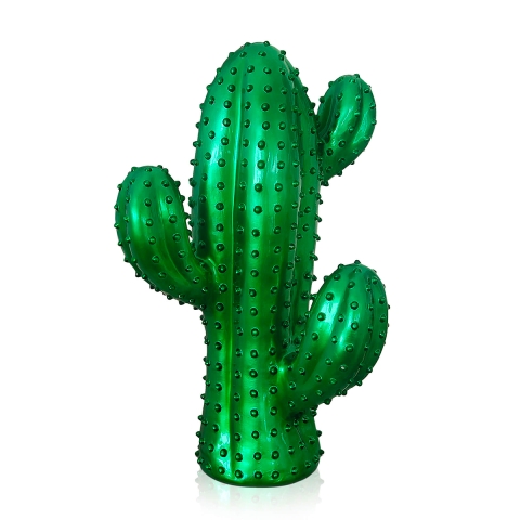 Moderne decoratieve cactusbeeld in groene metallic hars Grymt Aanbieding