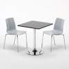 Vierkante salontafel zwart 70x70 cm met stalen onderstel en 2 gekleurde stoelen Lollipop Platinum Catalogus