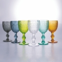 Set van 6 gekleurde glazen van 210 ml met bewerkte oppervlakte New Mexico Aanbieding
