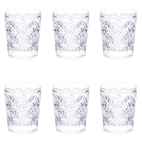 Set van 6 glazen waterglazen met bewerkte oppervlakte 240ml Marrakech Aanbieding
