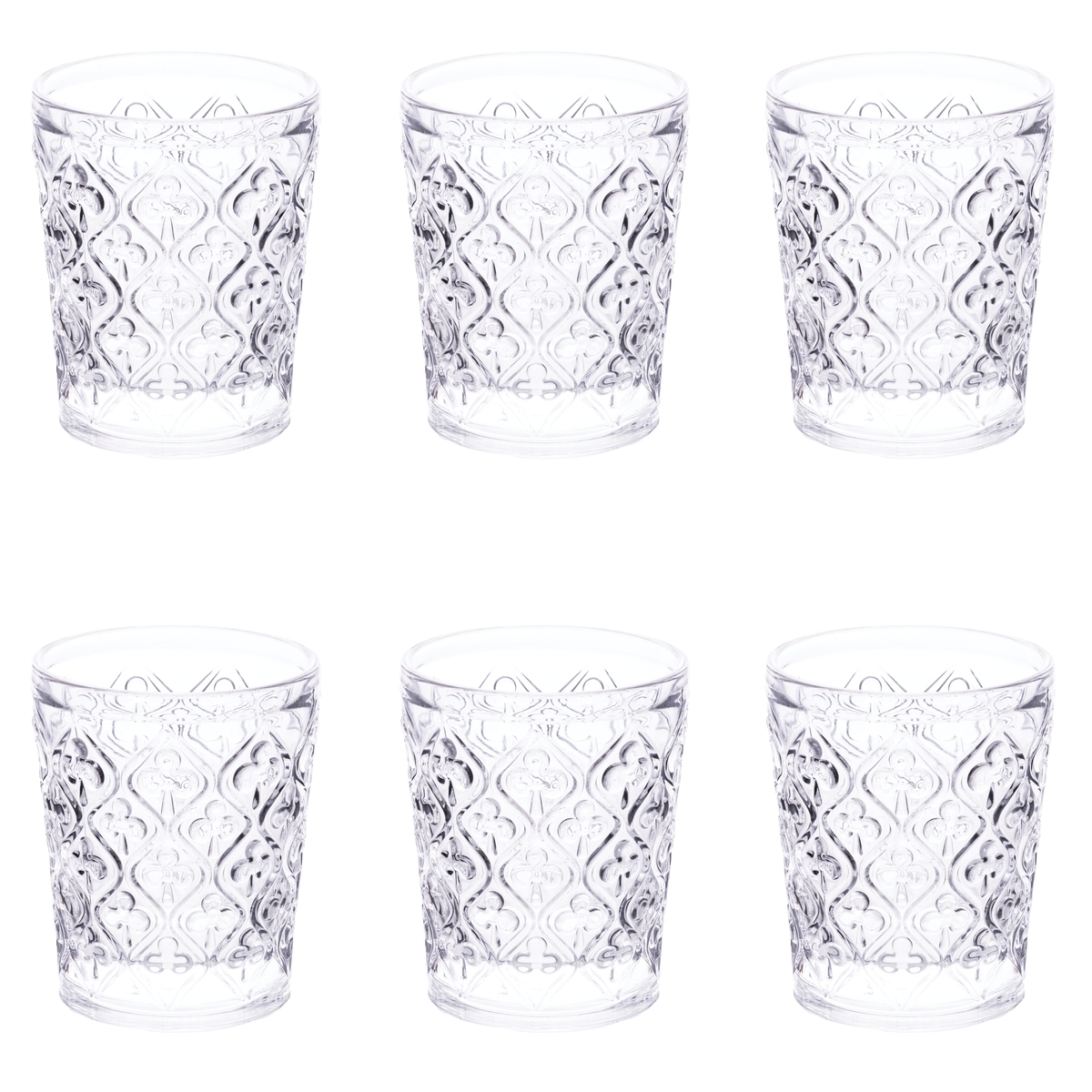 Set van 6 glazen waterglazen met bewerkte oppervlakte 240ml Marrakech Aanbieding