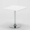 Vierkante salontafel wit 70x70 cm met stalen onderstel en 2 transparante stoelen Cristal Light Titanium Aankoop