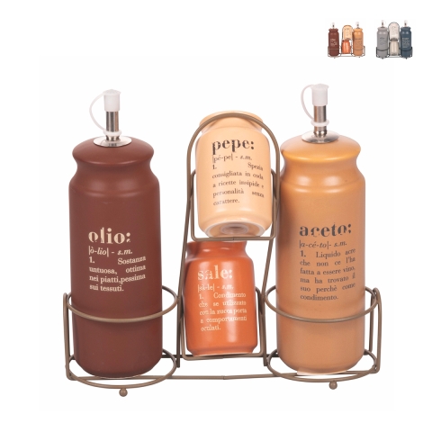 5-delige condiment set met aardewerken olieschenker Victionary A Aanbieding