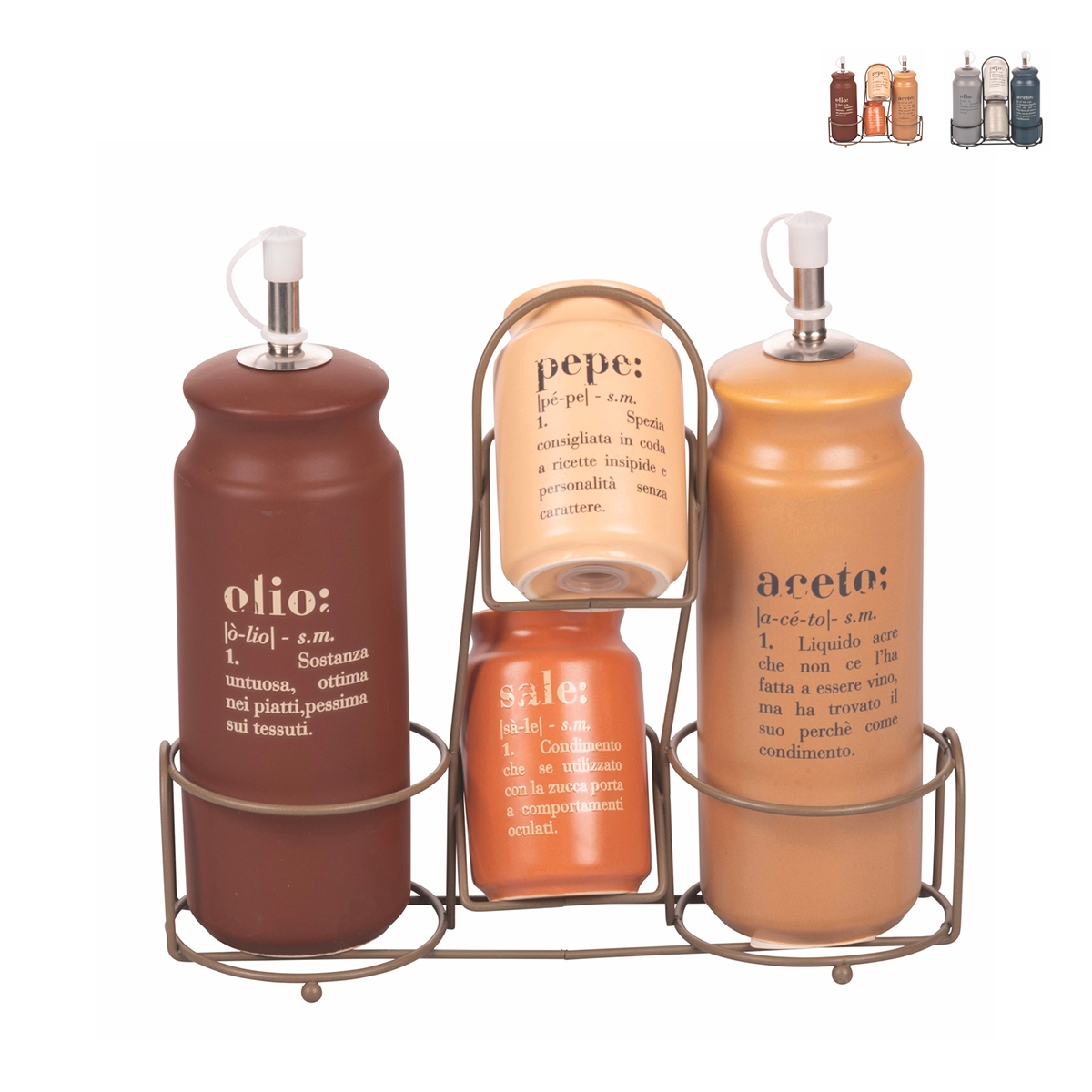 5-delige condiment set met aardewerken olieschenker Victionary A Aanbieding