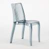 Vierkante salontafel wit 70x70 cm met stalen onderstel en 2 transparante stoelen Dune Titanium Kortingen