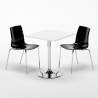 Vierkante salontafel wit 70x70 cm met stalen onderstel en 2 gekleurde stoelen Lollipop Titanium Catalogus