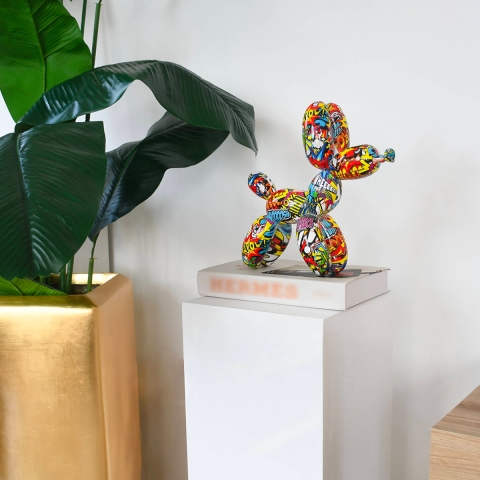 Moderne beeldje ballonhond pop-art in hars MiniMira-PA Aanbieding