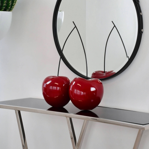 Sculptuur paar kersen in glanzend rode hars popart Opla Aanbieding