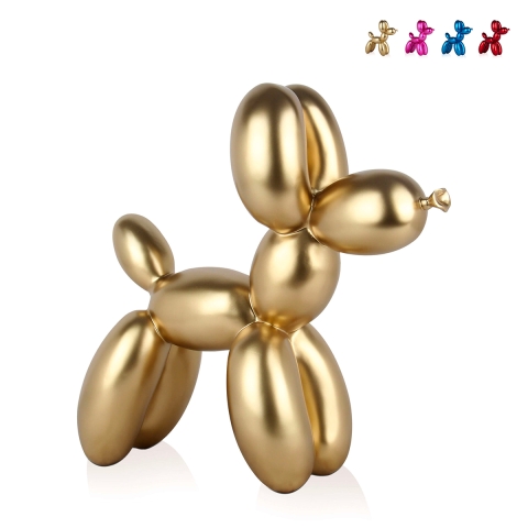 Ballonhond sculptuur in metalen look, hars, Mira-M Aanbieding