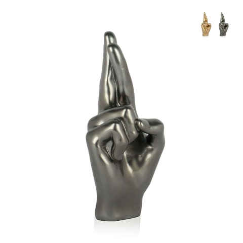 Moderne Aira sculptuur van hars met metaal effect gekruiste vingers statuette Aanbieding