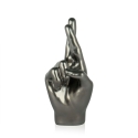 Moderne Aira sculptuur van hars met metaal effect gekruiste vingers statuette Aanbod