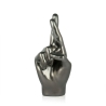 Moderne Aira sculptuur van hars met metaal effect gekruiste vingers statuette Aanbod