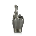 Moderne Aira sculptuur van hars met metaal effect gekruiste vingers statuette Kortingen