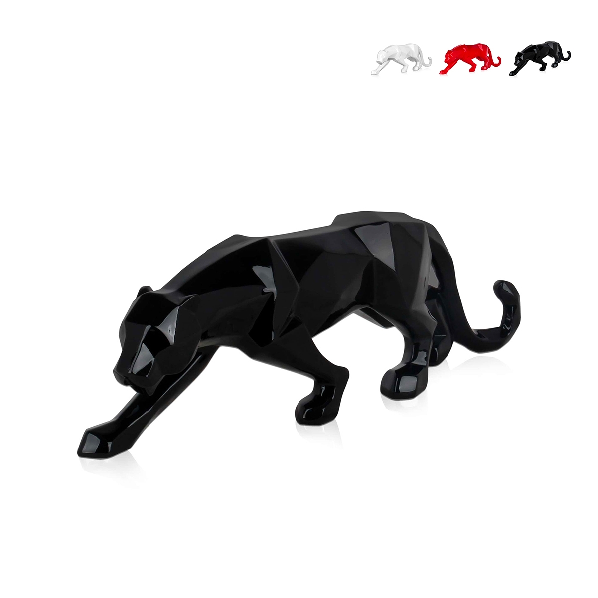 Moderne panterstandbeeld van gelakt hars low poly Kari-L Aanbieding Moderne panterstandbeeld van gelakt hars low poly Kari-L Aanbieding