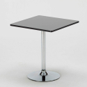 Vierkante salontafel zwart 70x70 cm met stalen onderstel en 2 transparante stoelen B-Side Phantom 
