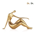 Moderne sculptuur in hars met metaal-look vrouwelijke figuur Bela-M Aanbieding