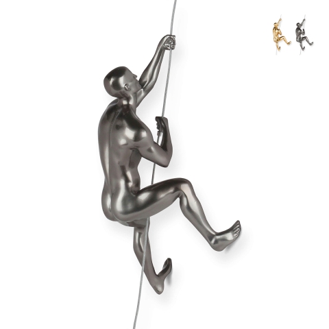 Klimmer wandsculptuur van hars met metaaleffect design Vero-M Aanbieding