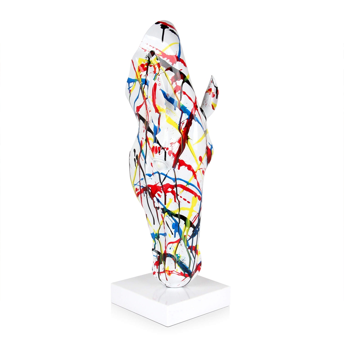 Multicolor paardenhoofd sculptuur in hars Knyph-PA Aanbieding Multicolor paardenhoofd sculptuur in hars Knyph-PA Aanbieding