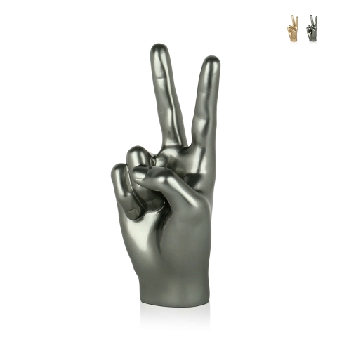 Moderne figuratieve sculptuur met metaal-effect V van Vittoria Rama Aanbieding