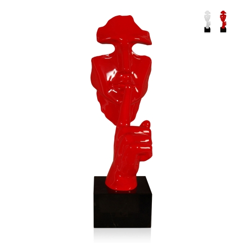 Surrealistisch mannengezicht sculptuur in gelakt hars Lira-L Aanbieding