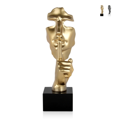 Surrealistisch kunstbeeld in hars met metaal effect mannelijk gezicht Lira-M Aanbieding