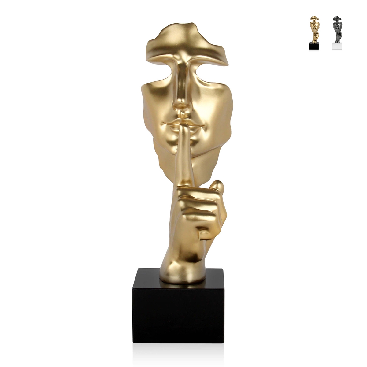 Surrealistisch kunstbeeld in hars met metaal effect mannelijk gezicht Lira-M Aanbieding
