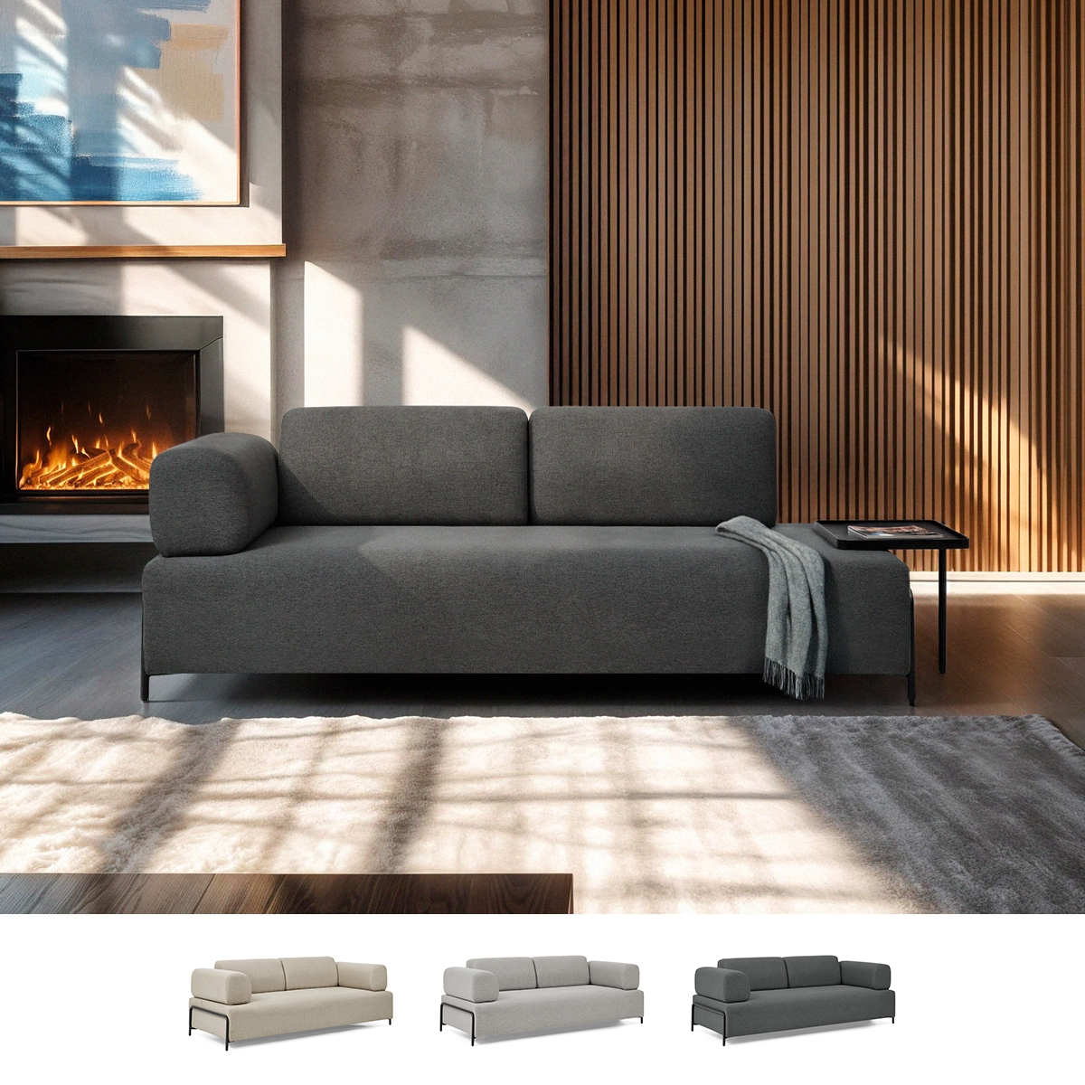 Modulaire modern design 3-zitsbank met salontafels Diadema Aanbieding Modulaire modern design 3-zitsbank met salontafels Diadema Aanbieding