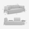 Modulaire modern design 3-zitsbank met salontafels Diadema 