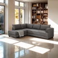 Moderne 3-zits design hoekbank in grijze stof Alhena Aanbieding