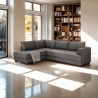 Moderne 3-zits design hoekbank in grijze stof Alhena Aanbieding