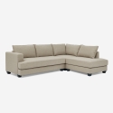 3-zits design hoekbank met chaise longue in beige stof Avior Verkoop