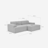 Modern design stoffen 3-zitsbank met chaise longue rechts Toliman 