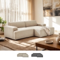 Modern design stoffen 3-zitsbank met chaise longue rechts Toliman Aanbieding