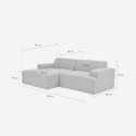 3-zits stoffen design bank met chaise longue links Seginus 