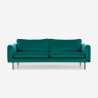 Moderne en elegante donkergroene fluwelen 3-zits bank Tashi Korting