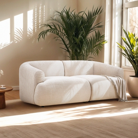 2-zits modulaire bank in beige stof Yuna-2 Aanbieding