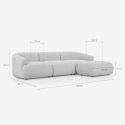 Modulaire stoffen 3-zits bank met poef Yuna-3P 