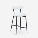 Moderne hoge barkruk met rugleuning in witte bouclé stof Opos Aanbieding