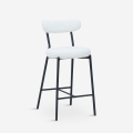 Moderne hoge barkruk met rugleuning in witte bouclé stof Opos Aanbieding