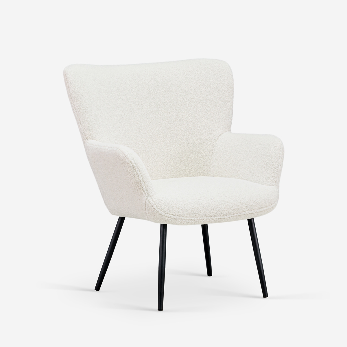 Moderne witte bouclé stoffen fauteuil Womb Aanbieding Moderne witte bouclé stoffen fauteuil Womb Aanbieding