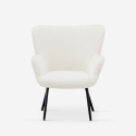 Moderne witte bouclé stoffen fauteuil Womb Aanbod