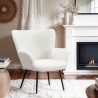 Moderne witte bouclé stoffen fauteuil Womb Verkoop