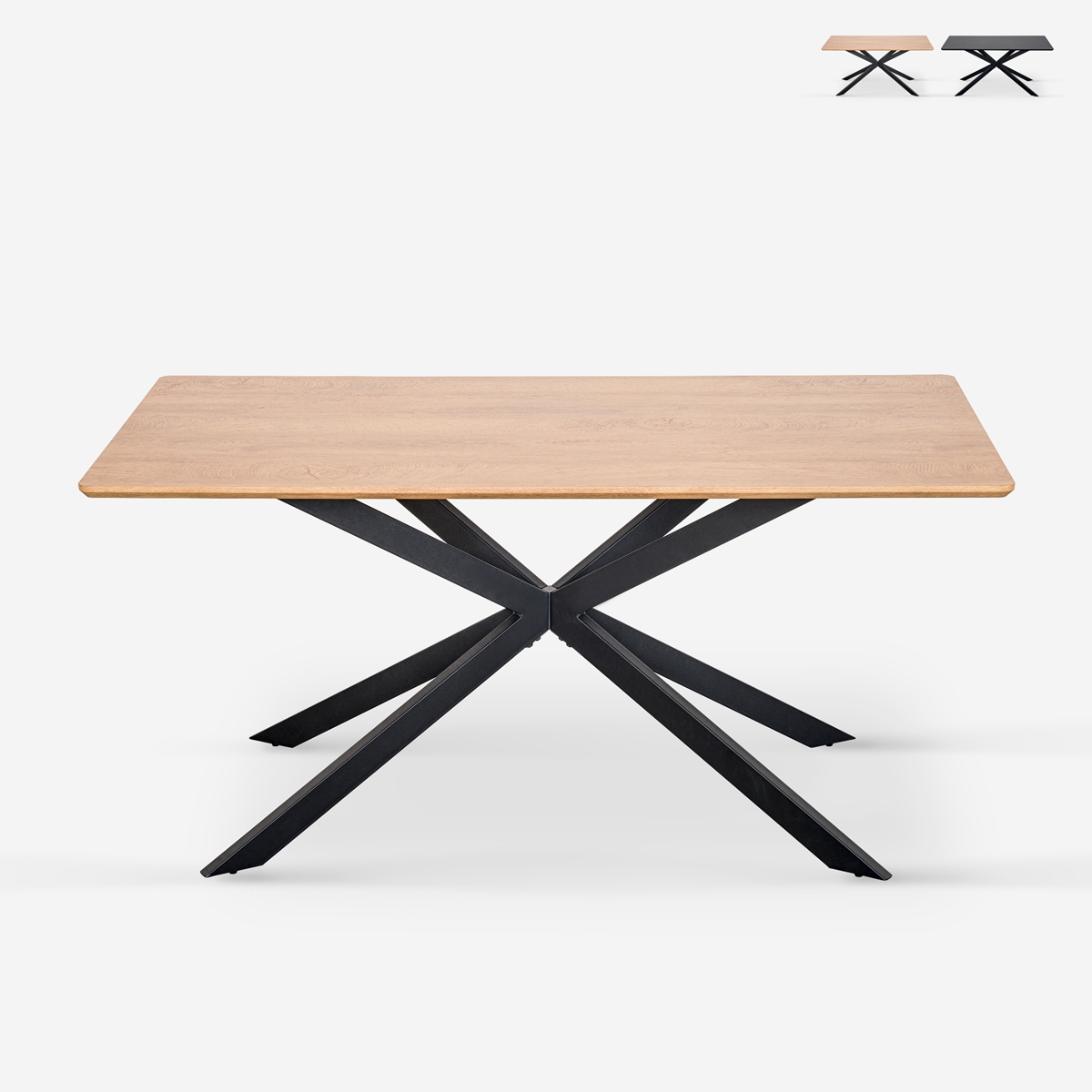 Design tafel met gekruiste poten 160x90 cm in hout en metaal Shaila Aanbieding Design tafel met gekruiste poten 160x90 cm in hout en metaal Shaila Aanbieding