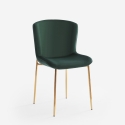 Stoffen design stoel met gouden poten Virin 