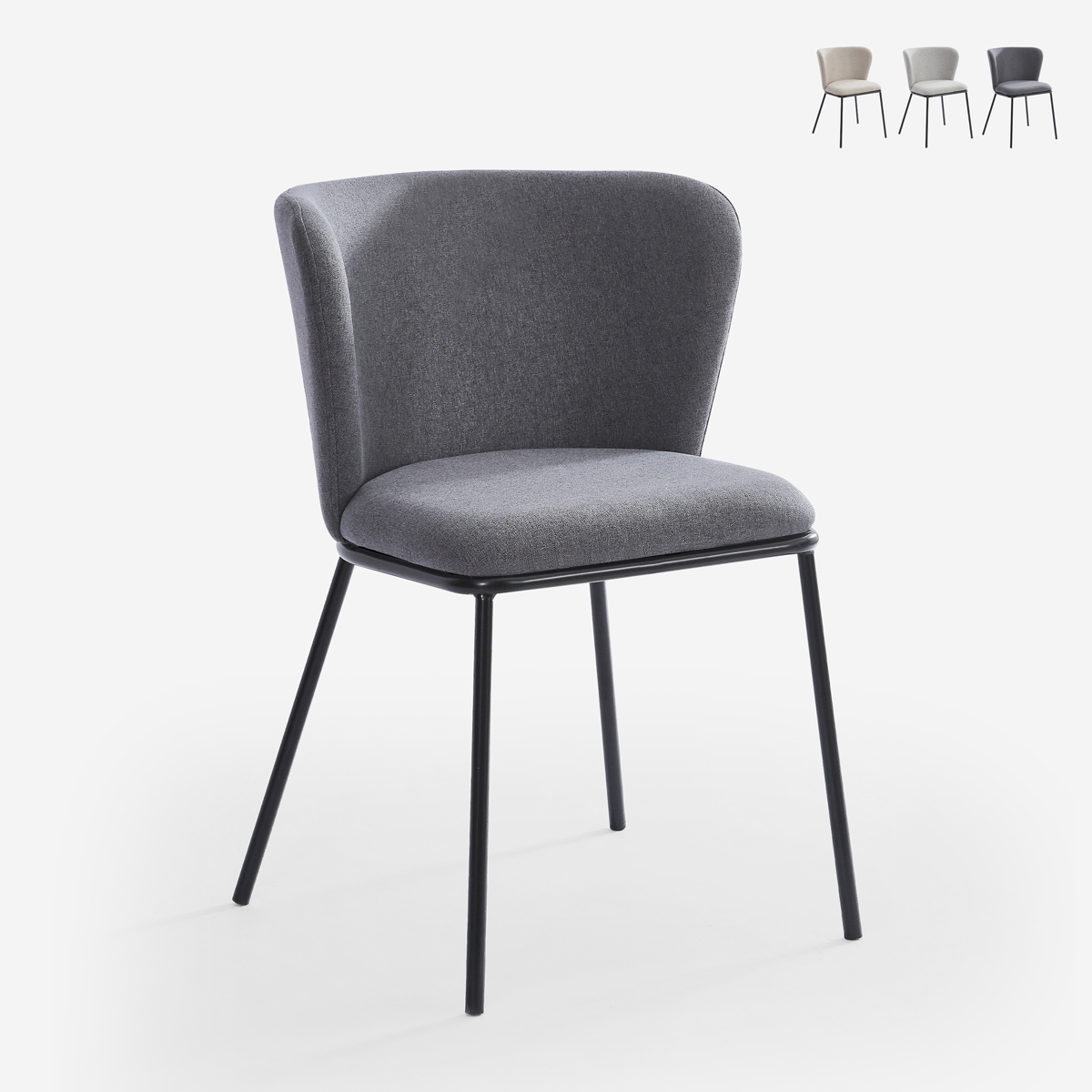 Modern design stoel in stof met zwarte poten Lasta Aanbod